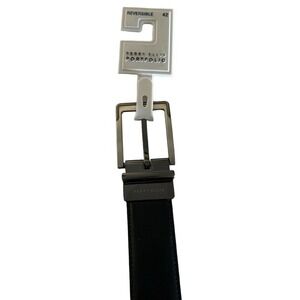 Perry Ellis New Faux leather dual face Black/Brown Belt Size 42 adjustable NWT